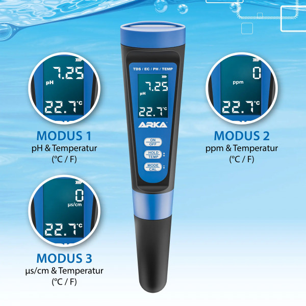 ARKA myAQUA® pH/TDS/EC-Messgerät Mouds