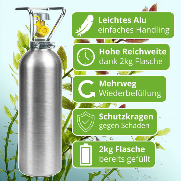 CO2 Aluminium-Mehrweg-Flasche 2kg mit Cage