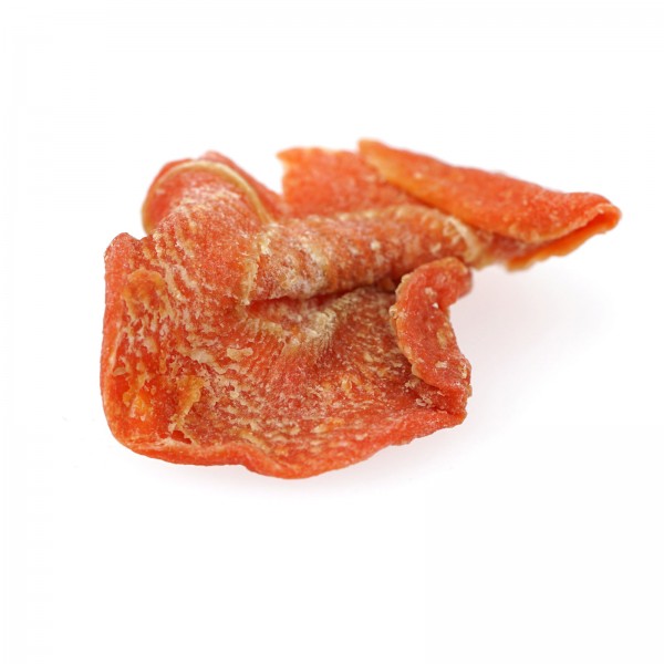 Karottenchips getrocknet Nahaufnahme